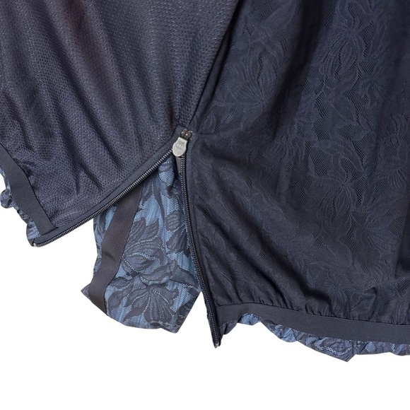 Athleta Sightseer Lace Jacket Navy Blue Floral Mesh Zip Bomber Windbreaker Large - Picture 11 of 14